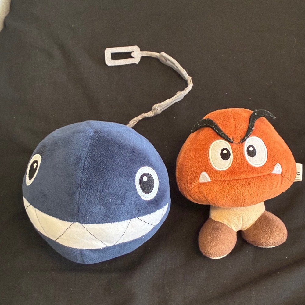 Nintendo Super Mario Plush Lot OS Blue Brown Excellent Chain Chomp Goomba